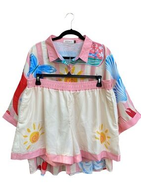 Nice To Meet You Two Piece Set La Dolce Vita Womens Plus Size 3XL NWOT Pink